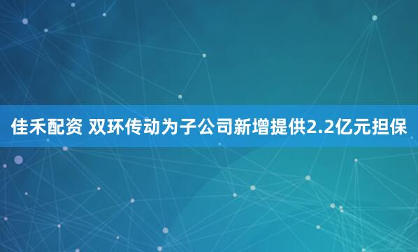 佳禾配资 双环传动为子公司新增提供2.2亿元担保