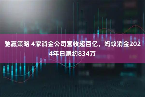 驰赢策略 4家消金公司营收超百亿，蚂蚁消金2024年日赚约834万