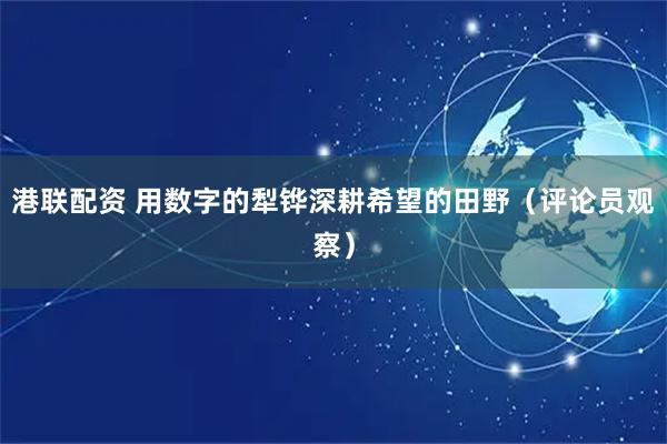 港联配资 用数字的犁铧深耕希望的田野（评论员观察）