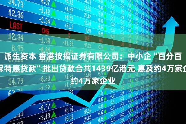 派生资本 香港按揭证券有限公司：中小企“百分百担保特惠贷款”批出贷款合共1439亿港元 惠及约4万家企业