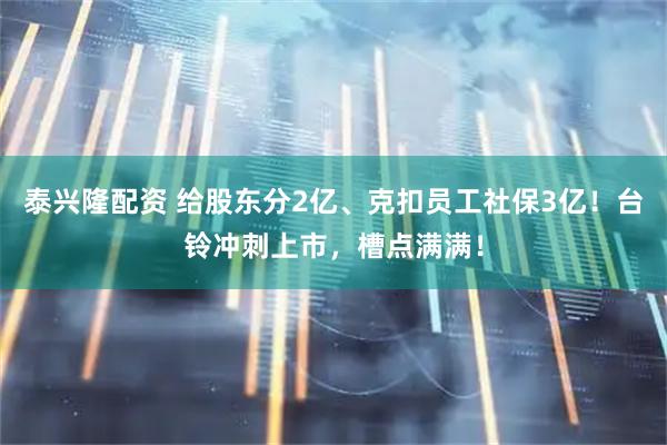 泰兴隆配资 给股东分2亿、克扣员工社保3亿！台铃冲刺上市，槽点满满！