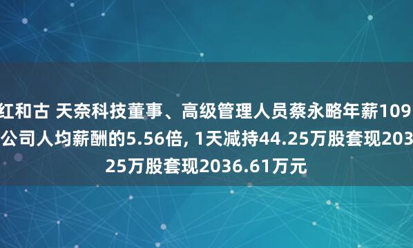 红和古 天奈科技董事、高级管理人员蔡永略年薪109.94万元是公司人均薪酬的5.56倍, 1天减持44.25万股套现2036.61万元