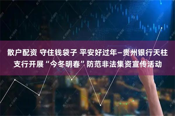 散户配资 守住钱袋子 平安好过年—贵州银行天柱支行开展“今冬明春”防范非法集资宣传活动