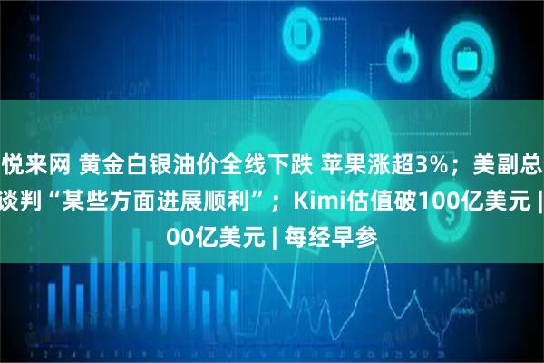 悦来网 黄金白银油价全线下跌 苹果涨超3%；美副总统：美伊谈判“某些方面进展顺利”；Kimi估值破100亿美元 | 每经早参