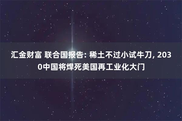 汇金财富 联合国报告: 稀土不过小试牛刀, 2030中国将焊死美国再工业化大门